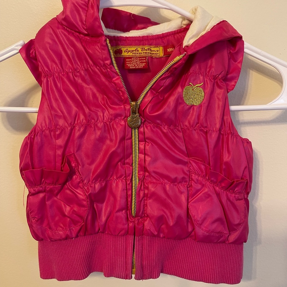 Apple Bottoms Pink Puffy Vest Girls 18 M